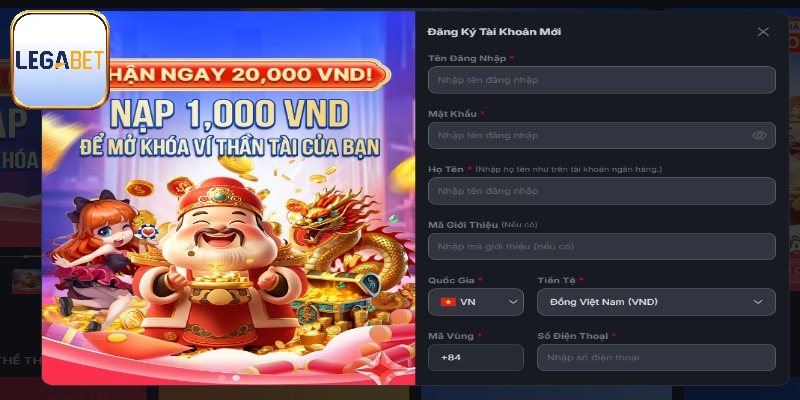Hướng dẫn đăng ký Legabet điền biểu mẫu